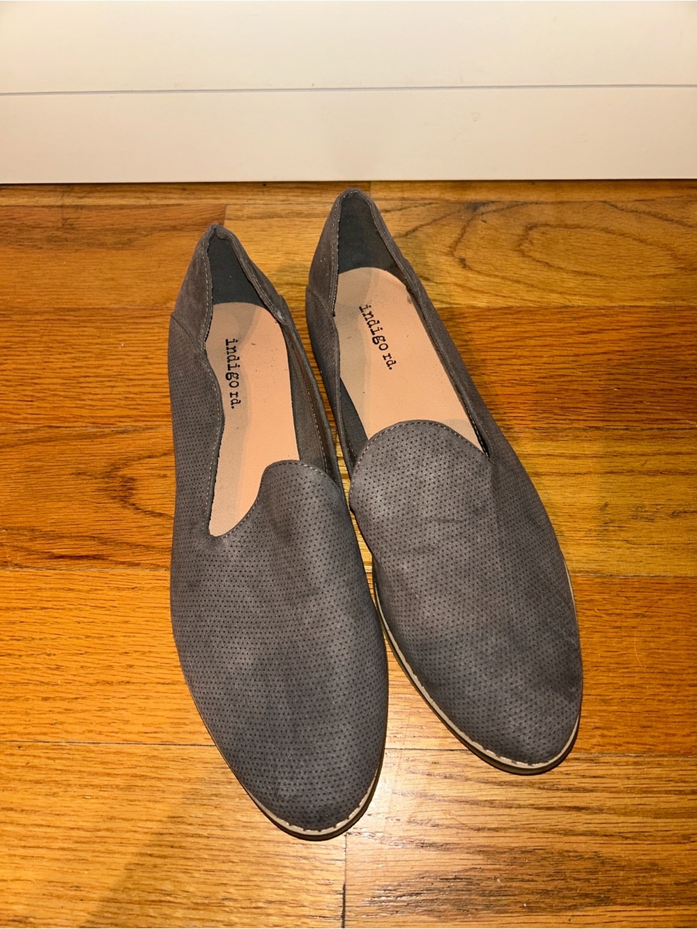 Indigo Gray Suede Slip-On Loafers